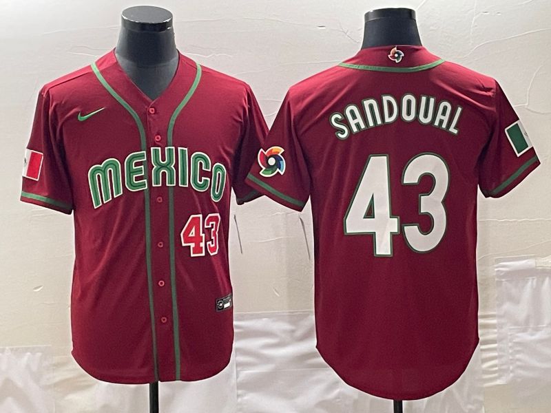 Men 2023 World Cub Mexico #43 Sandoual Red Nike MLB Jersey1->more jerseys->MLB Jersey